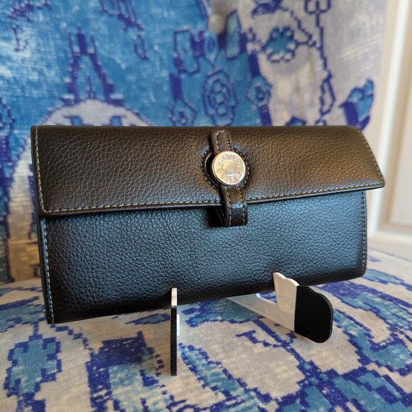 Hermes Handbags - Vintage Hermes black trifold wallet